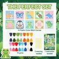 thumbnail image 2 of 10-in-1 Cross Stitch Beginner Kit for Kids, Embroidery Kit Includes 10pcs Plastic Mesh Canvas with Pattern, 15 Yarns, 5 Weaving Needles, 2 of 7