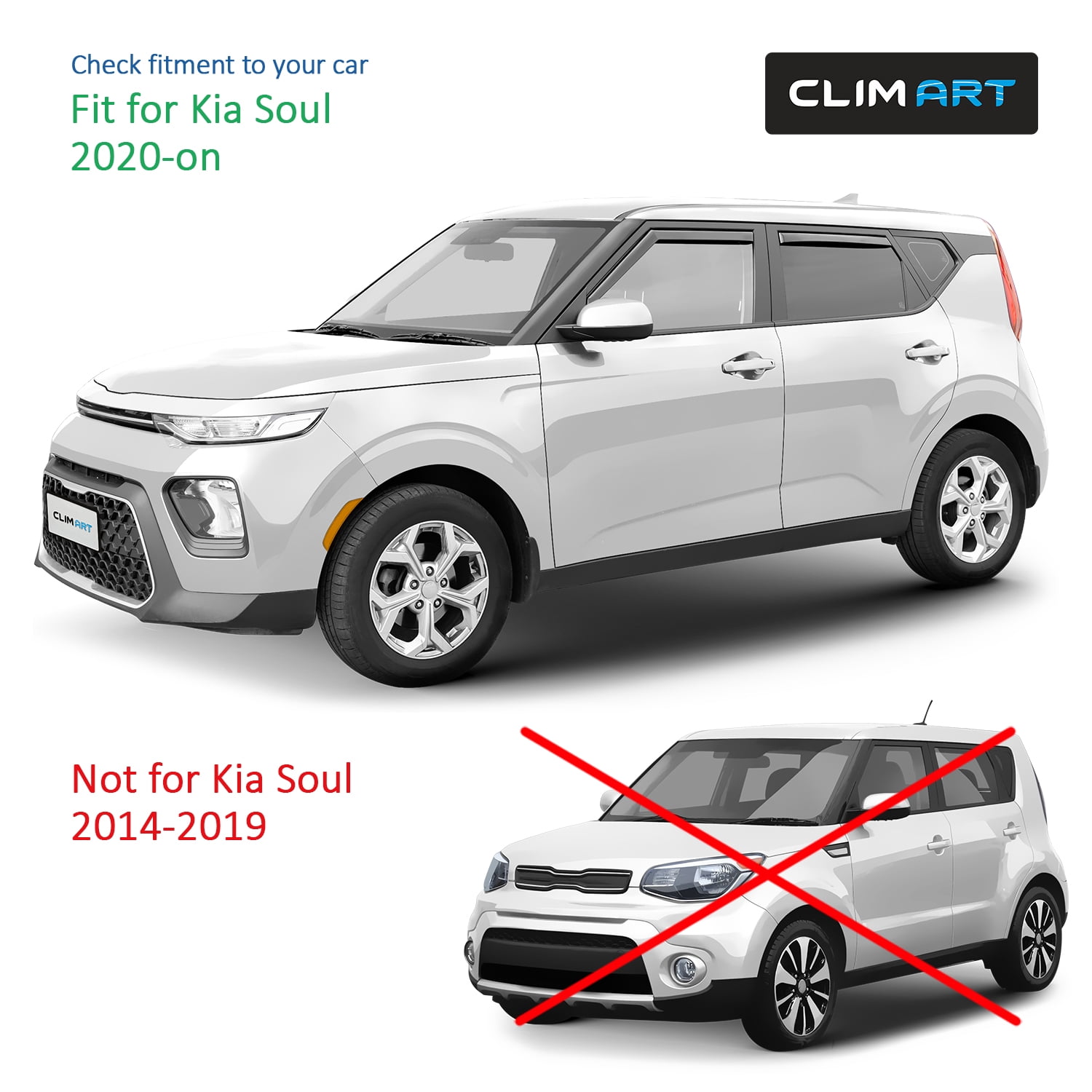 CLIM ART in-Channel Incredibly Durable Rain Guards for Kia Soul 2020-2026, Original Window Deflectors, Vent Window Visors, Vent Deflector, 4 pcs. - 620285