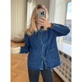 thumbnail image 2 of Womens Jean Jacket Tie Front Denim Shacket Tops Fall Fashion Long Sleeve Shirts Coat with Pockets, 2 of 5