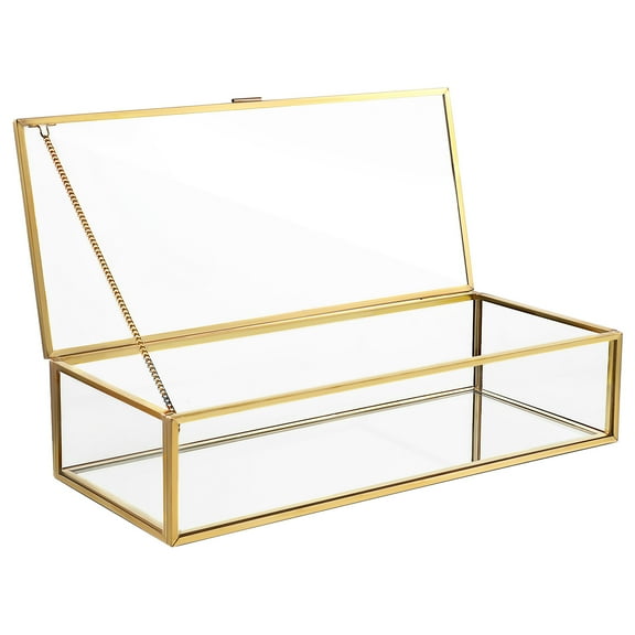 Sipeihong Glass Jewelry Box Geometric Organizer Vintage Mirrored Holder