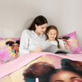 thumbnail image 4 of Castle Fairy Watercolor Afro Girl Queen Comforter Set 3 Pieces,Romantic Pink Rose Frame Comforter Sets Queen,Pink Yellow,Grey Reversible,1 Comforter and 2 Pillowcases, 4 of 6