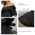 thumbnail image 4 of Vestido de mujer Ticfox Mini con manga media linterna y lazo en la espalda Negro M, 4 of 5