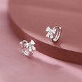 thumbnail image 3 of Solid 925 Sterling Silver CZ Bow Hoop Earrings Ribbon for Women Teens Small Bowknot Hoop Earrings Cartilage, 3 of 13