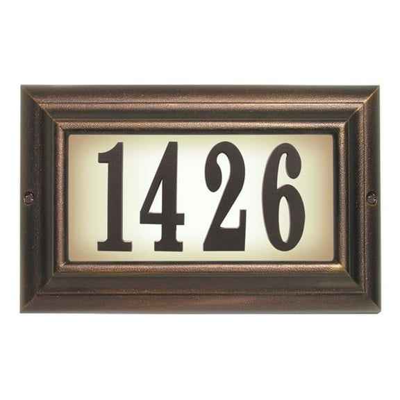 15 in. Edgewood Large Lighted Address Plaque in Antique Copper Frame Color