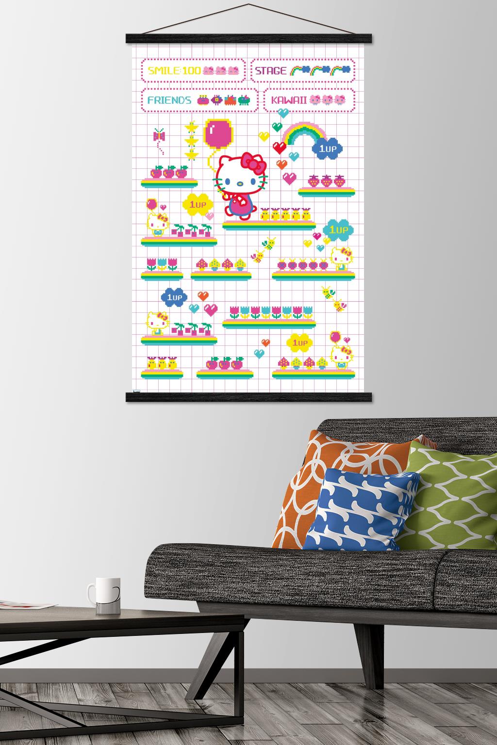 Hello Kitty - Arcade Wall Poster with Magnetic Frame, 22.375" x 34"