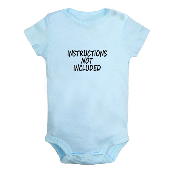 Instructions Not Included Funny Rompers For Babies, Newborn Baby Unisex Bodysuits, Infant Jumpsuits, Toddler 0-24 Months Kids One-Piece Oufits (Blue, 18-24 Months)