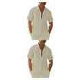 thumbnail image 3 of Guardurnaity Camisa abotonada para hombre de viaje, senderismo, verano, fiesta en la piscina, playa, caminar, Color sólido, camisetas ajustadas, Caqui METRO 2piezas, 3 of 6