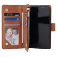 thumbnail image 6 of Dteck Case for Apple iPhone 12 Pro 6.1-inch,Luxury Leather Zipper Wallet Kickstand Case Magnetic Buckle Horizontal Flip Cover with 5 Card Slots/Photo Pocket for iPhone 12 6.1",Brown, 6 of 8