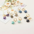 thumbnail image 4 of 5 pair 304 Stainless Steel Huggie Hoop Earrings with Mixed Natural Gemstone Charms Faceted Star Golden 32.5mm Pin: 1mm, 4 of 4