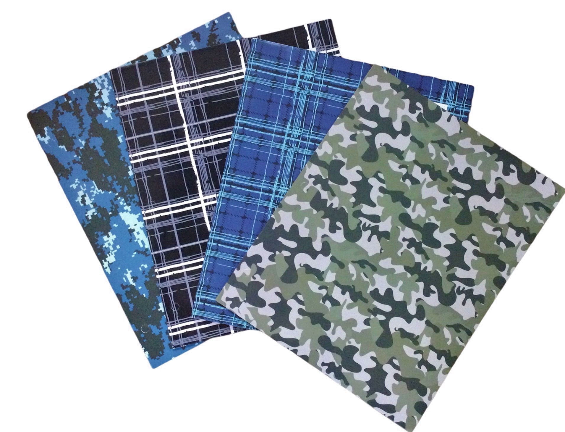 Creative Colors Back to School 2 Pocket Folders | Heavy Duty | Camouflage Camo Plaid Grid | Set of 4