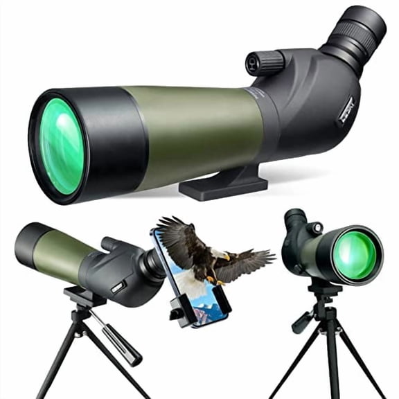 Open Box Gosky 20-60x85 Spotting Scope with Full Size Tripod Green Gray