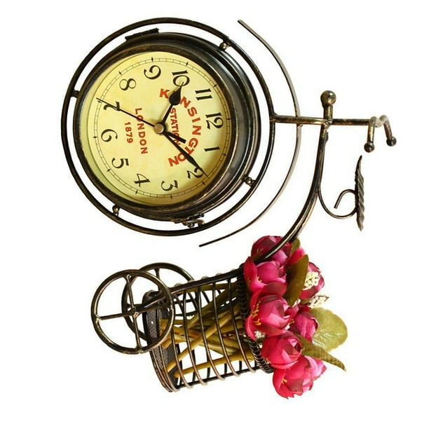 Injueey Reloj de escritorio de cuarzo para , decoración del hogar, estilo Vintage, forma de motocicleta, accesorios interesantes para el Decoración del hogar