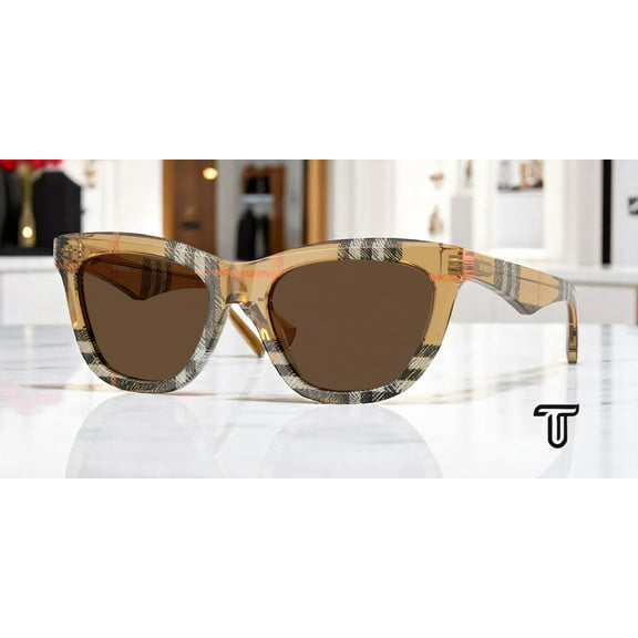 BURBERRY BE4435 414673 Check Sand Dark Brown 53 mm Women's Sunglasses