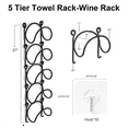 thumbnail image 3 of Towel Rack, Wall Mounted Bathroom Towel Storage Hanging Towels Holder, 5 Tier Individual Towel Rail, Accessory, 3 of 5