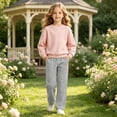 thumbnail image 6 of Girls' Comfortable Solid Sweatpants Mid-to-Large Casual Solid Color Breathable Everyday Active Trousers, 6 of 8