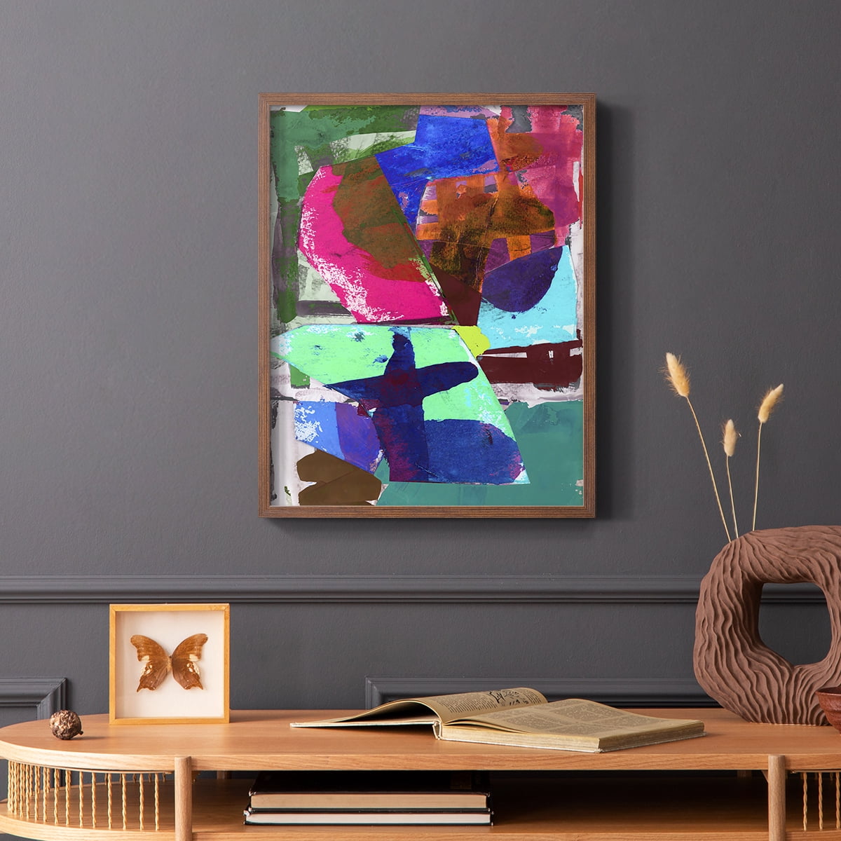 Brights Strokes III Framed Print in Brown Solid Wood Framed Print No Nail Hanging