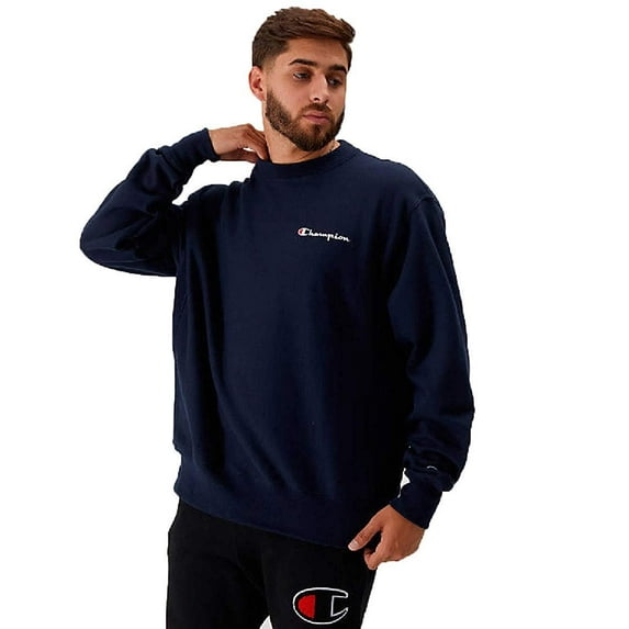 Champion Life Men's Reverse Weave Chest Embroidered Script Crew Neck Fleece X-Small, Navy