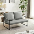 thumbnail image 2 of PVC Leather Accent Chair,Armchair With Extra Thick Padded Backrest,Seat Cushion and Sturdy Metal Frame,Sofa Chairs for Lounge,Living Room,Office,Non-Slip Adsorption Feet,Gray, 2 of 7