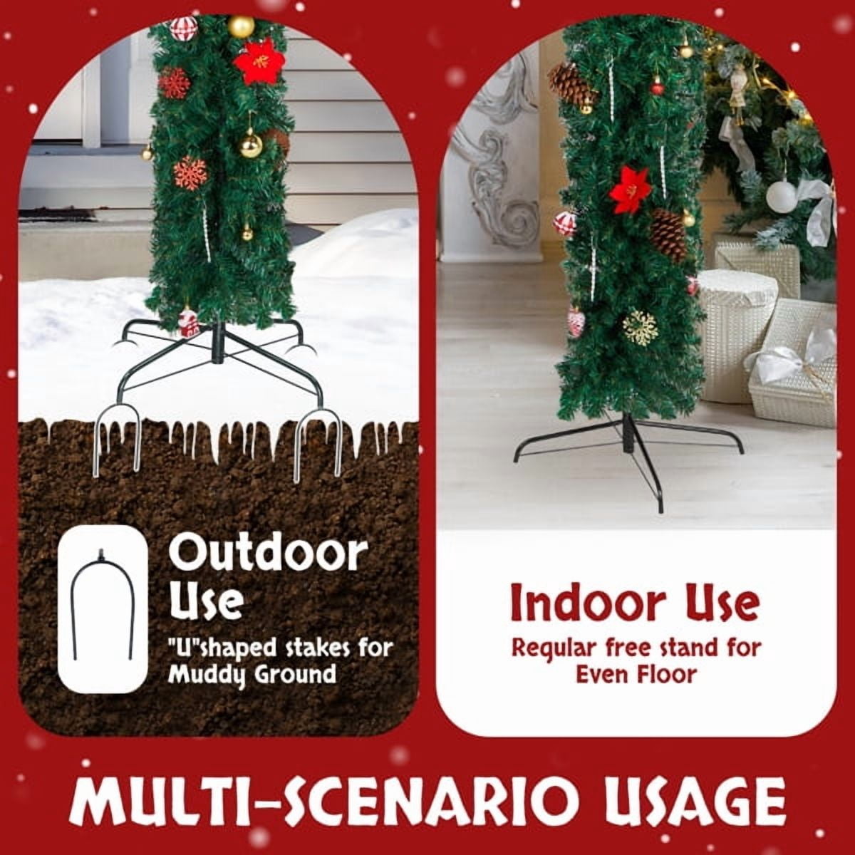 Alvantor 8.7 ft Unlit Artificial Christmas Arch with 1,860 PVC Branch Tips, Ornaments and Steel Stands, Green
