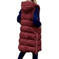 thumbnail image 3 of MAWCLOS Doudoune Sans Manches pour Femmes Gilet à Capuche Veste de Voyage Décontractée Sans Manches Rouge Vin 2TG, 3 of 4