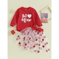 thumbnail image 2 of Bagilaanoe 2Pcs Newborn Baby Girls Valentine’s Day Clothes Letters Print Long Sleeve Romper Tops + Heart Tulle Skirt 3M 6M 9M 12M 18M Infant Casual Skirt Set, 2 of 8