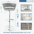 thumbnail image 7 of Baxluxe Swivel Bar Stools Set of 4, 4 Pieces Velvet Bar Chairs with Footrest & Backrest, Adjustable Counter Height Barstool Dining Chairs, High Stool Pub Chairs for Kitchen Island, Gray, 7 of 7