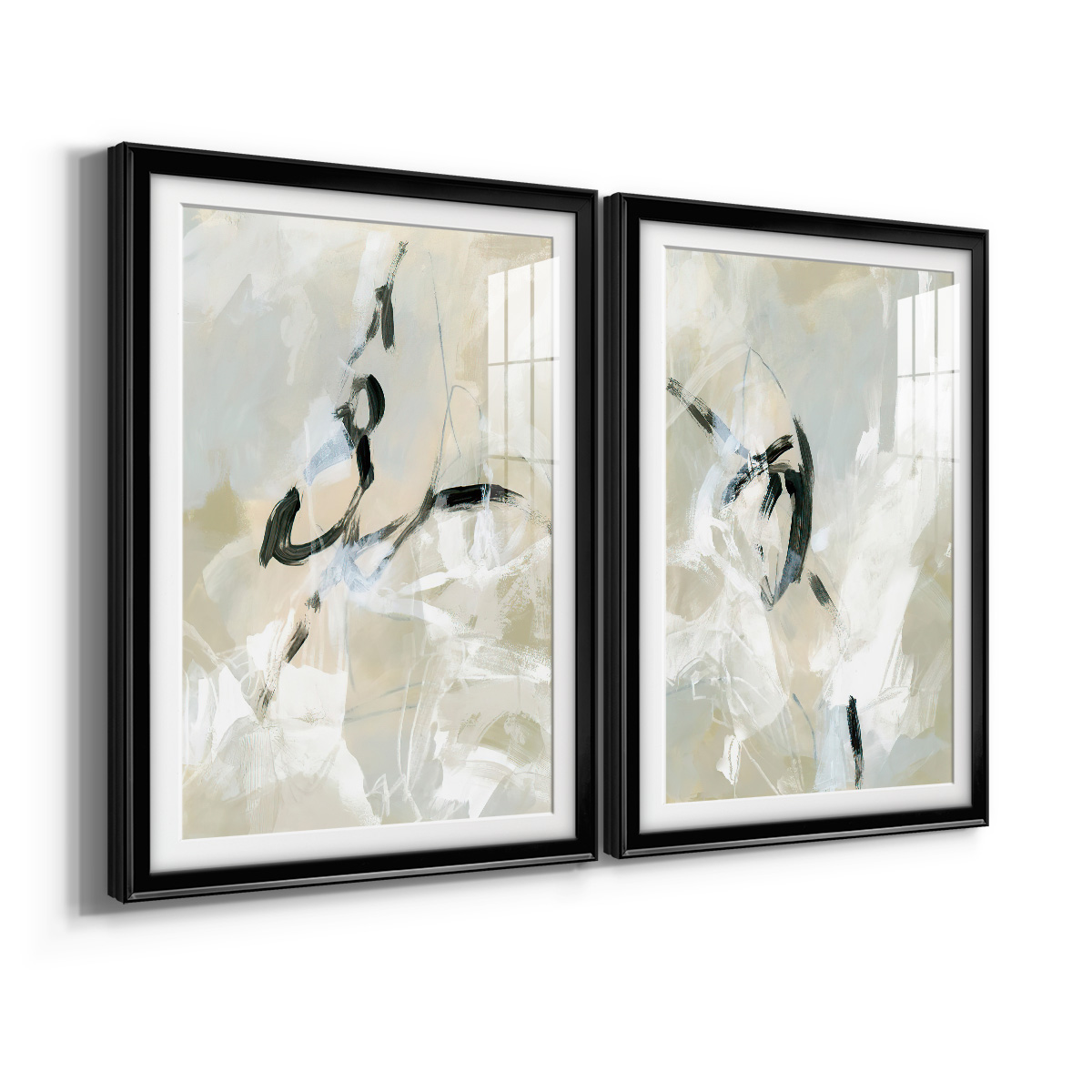 Wexford Home Scribble Veil I Premium Framed Print, 18.5" x 24.5" - Ready to Hang, Black (Set of 2)