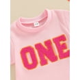 thumbnail image 5 of Bagilaanoe Newborn Baby Girl Boy Birthday Rompers Letter Embroidery Short Sleeve Bodysuits 6M 12M 18M Infant Summer Casual One Piece Short Jumpsuit, 5 of 7