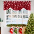 thumbnail image 3 of Christmas Snowflake Tie Up Valances Curtain, Winter Snowflake Christmas Winter Snow Red Adjustable Rod Pocket Short Window Treatment Tie Up Curtains Valances for Kitchen Living Room Bathroom 42x12 In, 3 of 9