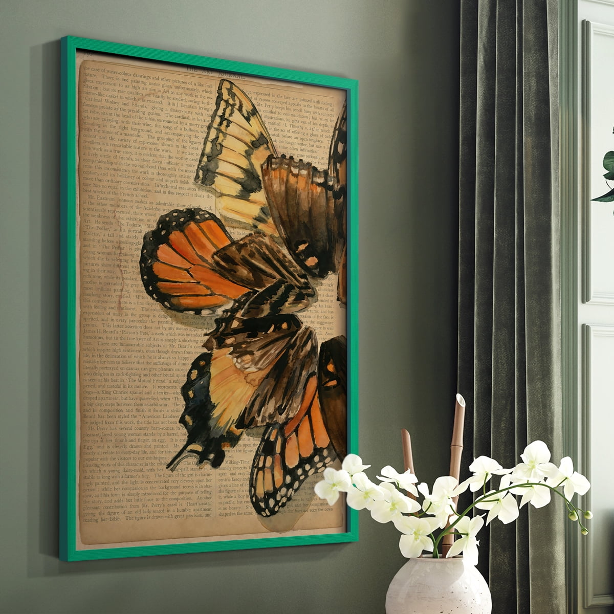 Winged Wreath II Framed Print - Solid Wood in Single Picture Frame Solid Wood 2 Framed Print