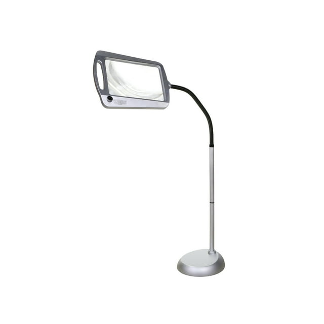 daylight24 402039-05 Full Page 8 x 10 Inch Magnifier LED Illuminated Floor Lamp, Silver