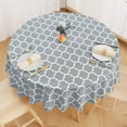 thumbnail image 3 of decorUhome Waterproof Vinyl Tablecloth with Flannel Backing for Round Tables-60 inch,Wipeable Stain Resistant Table Cover,Moroccan,Gray,Indoor and Outdoor, 3 of 11