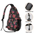 thumbnail image 3 of Floral and Leopard Print Chest Bag Boho Sling Backpack with Anti-Theft Pockets, Mesh Sides Travel-Ready Pack for Women, Men, Outdoor Adventures, 3 of 5