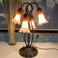 thumbnail image 5 of Bieye L10699 Lily Flowers Tiffany Style Blown Glass Accent Table Lamp Night Light with Blown Glass Shade for Bedside Living Room Bedroom Home Decoration, 4 Lights, Orange, 5 of 5