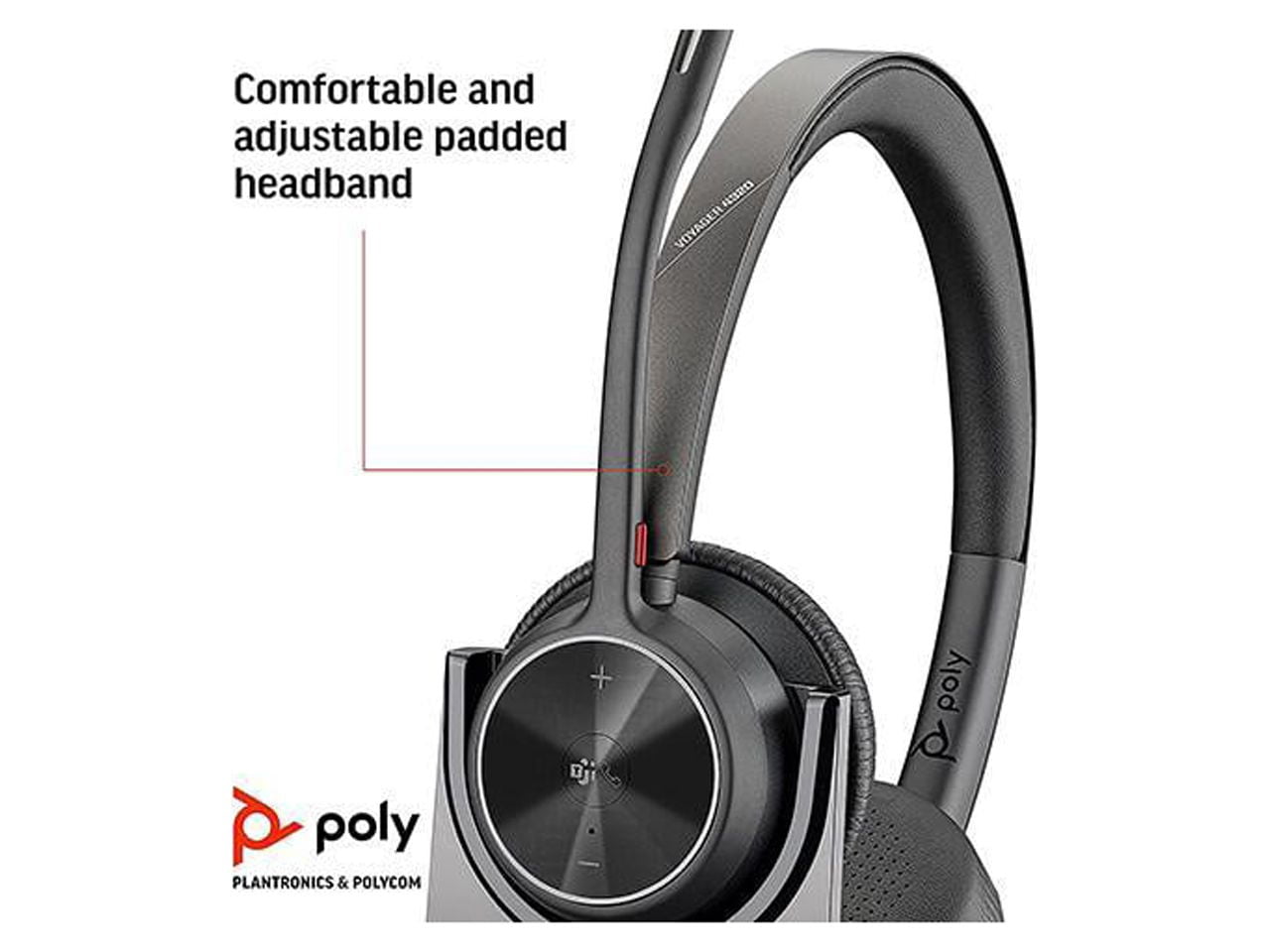 Poly - Voyager 4320 UC Wireless Headset + Charge Stand (Plantronics) - Headphones w/Mic - Connect to PC/Mac via USB-A Bluetooth Adapter, Cell Phone via Bluetooth-Works w/Teams (Certified), Zoom&More