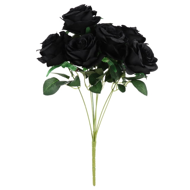 Artificial Rose Home Wedding Decor Fake Flower Bouquet Blossom High Quality Black Real Touch 7 Heads Of False Roses,A2