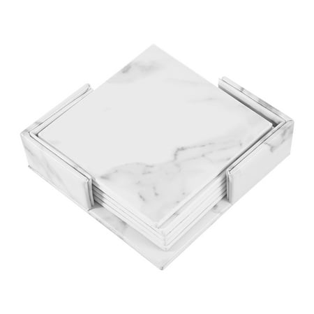 

6Pcs/Set Marble Leather Drink Coasters Placemat Cup Mat Pad Holder Kitchen Tableware for Home Table Kitchen Decor