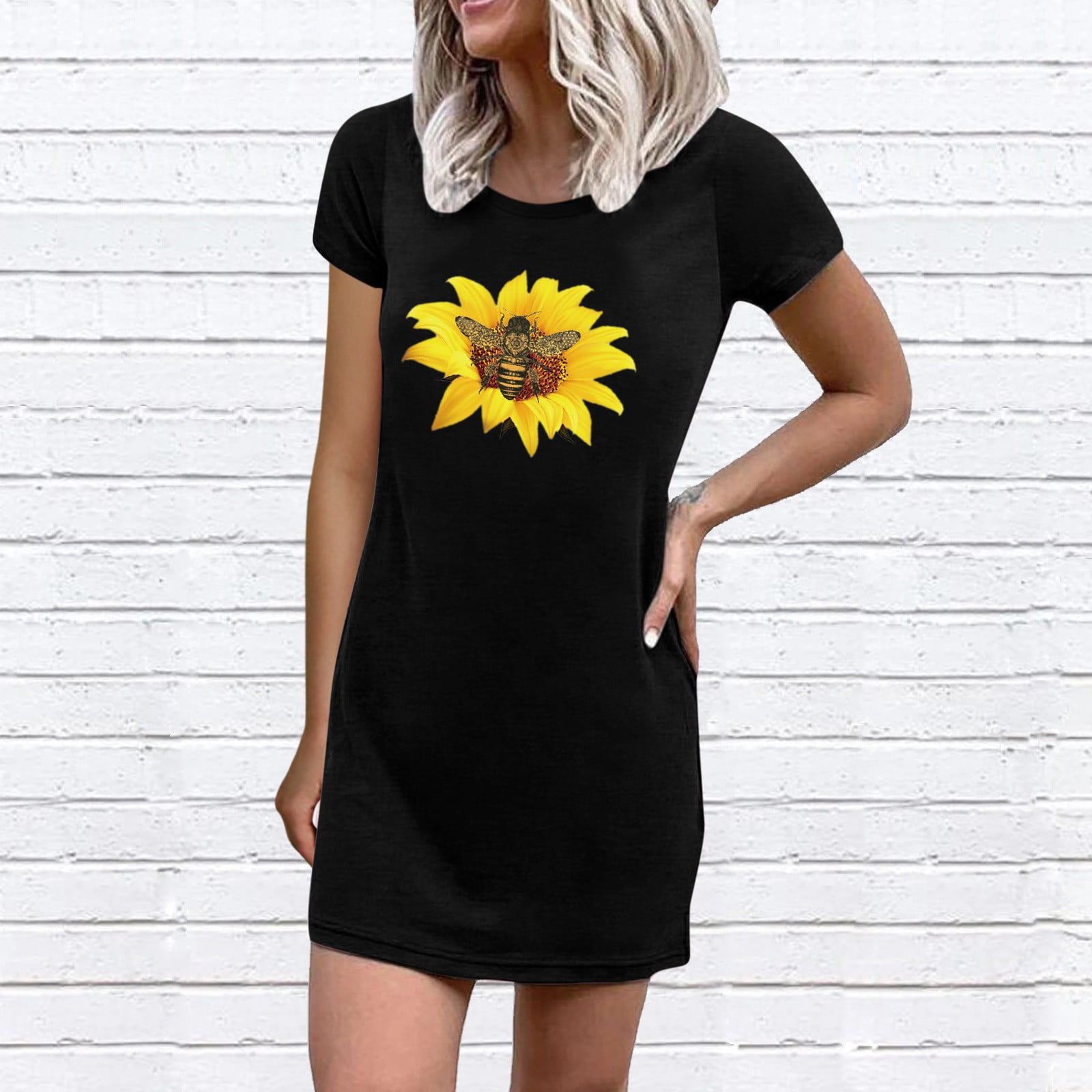 HSMQHJWE Women S Summer Clothes Casual Sundress Women S Crew Neck