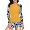 thumbnail image 1 of Daisyyozoid Womens Swimwear Clearance Long Sleeved Shorts Printing Comfort Sunscreen Two Piece Set, 1 of 4
