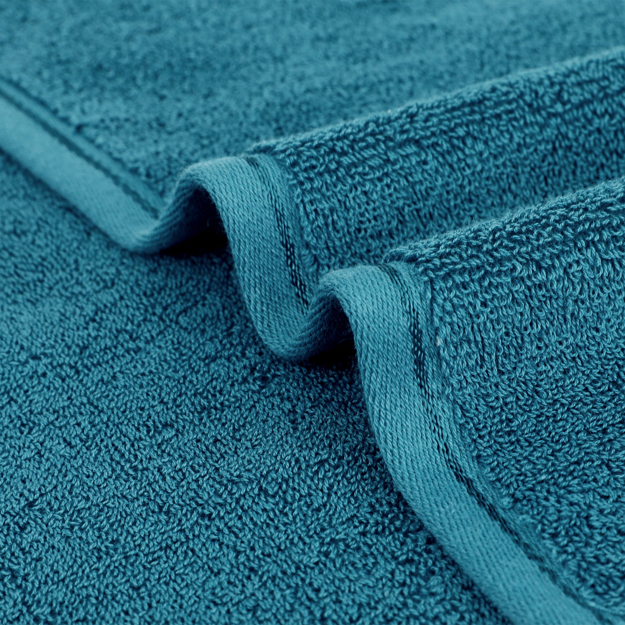 Unique Bargains Cotton Hand Towels Soft Absorbent Towel Set Dark Cyan 2-Piece