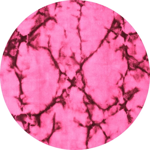Ahgly Company Indoor Round Abstract Pink Modern Area Rugs, 4' Round