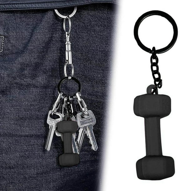 Mini llavero con mancuernas, llavero de fitness, llavero para entusiastas del gimnasio, llavero de levantamiento de pesas, bolsa de regalo de fitness, mochila, decoraciones con mancuernas