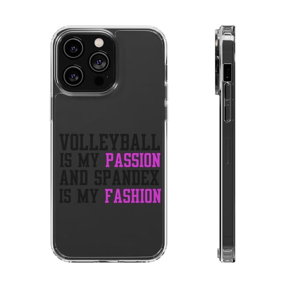 DistinctInk Clear Case for Apple iPhone 15 PRO (6.1" Screen) - Volleyball is My Passion Spandex My Fashion