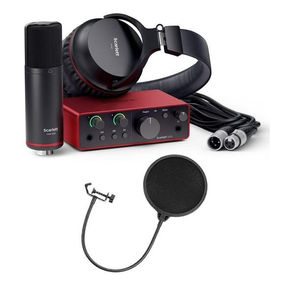 Focusrite Scarlett Solo Studio (4th Gen) USB-C Recording Package Bundle with Pop Filter