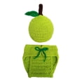 thumbnail image 4 of Boy Outfits Apple Knit Crochet Clothes Photography Props Comfortable Breathable Adorable Lightweight Green Outfit Sets, 4 of 5