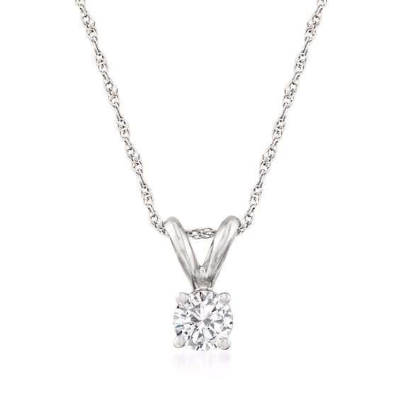 Ross-Simons 0.25 Carat Diamond Solitaire Necklace in 14kt White Gold, Women's, Adult