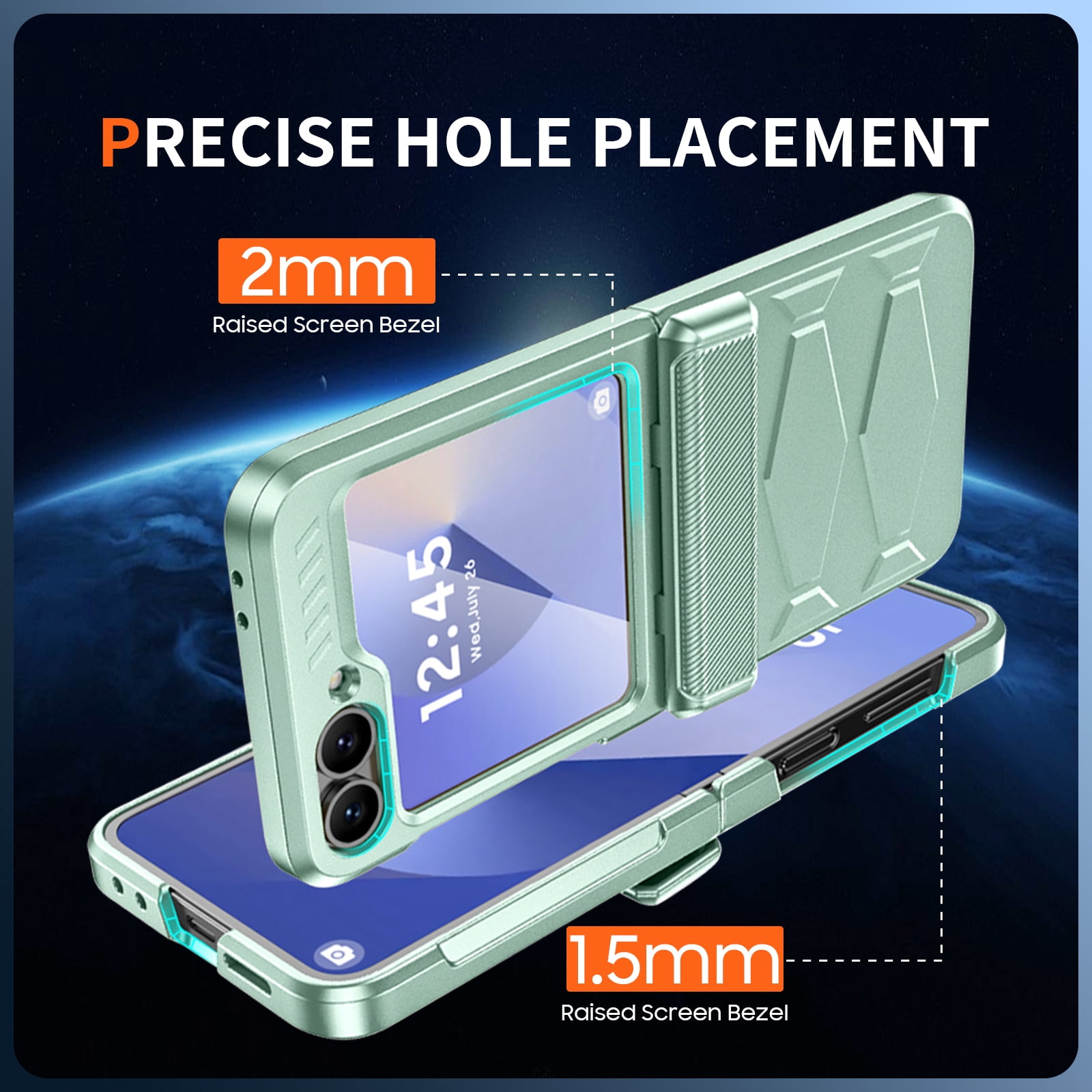 Oupeigar for Samsung Galaxy Z Flip 6/7 FE Phone Case,with Screen Protector,Wireless Charging,All-Inclusive Rugged Shockproof Phone Case-Mint green