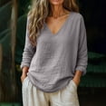 thumbnail image 2 of GZWYHT Linen Tops For Women，V Neck T Shirts for Women Graphic Tees for Women long Sleeve T Shirts for Women Cowl Neck Tops for Women Blazer Jackets for Women, 2 of 6