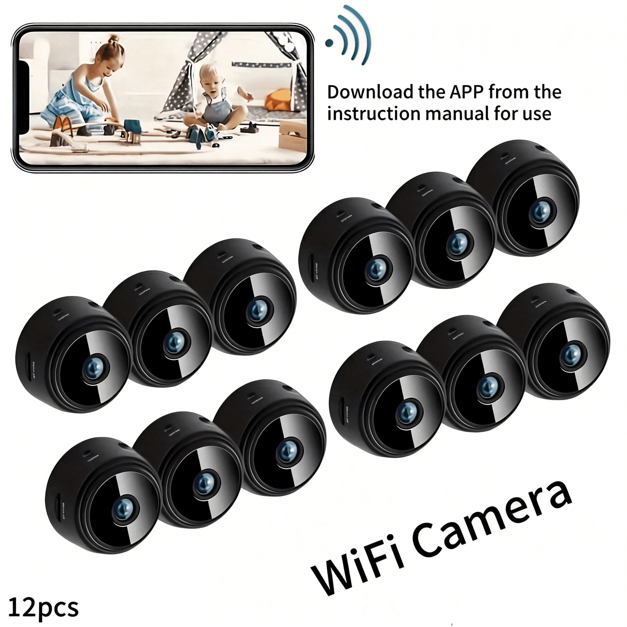 GJX 2026 New 12Pcs Wireless Security Camera 1080P Hd,2.4G/5G Wifi Indoor/Outdoor,Wide-Angle Remote Monitoring,Rechargeable Battery for Home Security