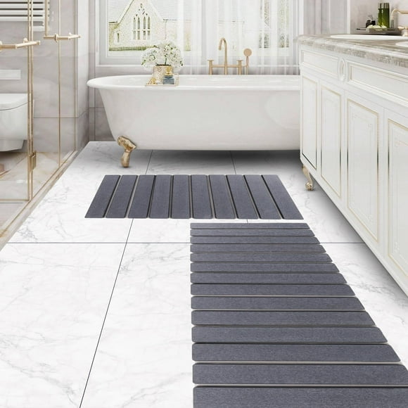 Alfombra de baño Cuckan plegable con forma de tierra de diatomeas, paquete de 2